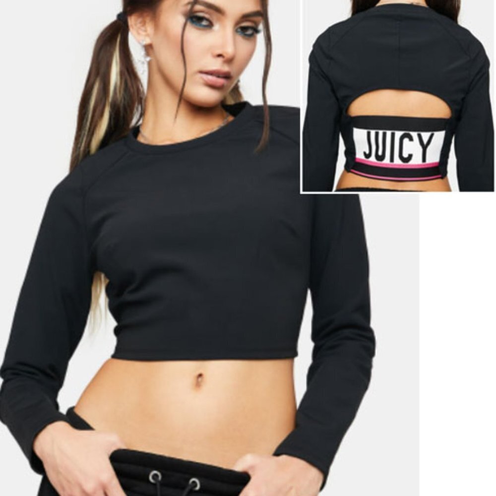 JUICY COUTURE CUT OUT BACK RAGLAN CROP TOP